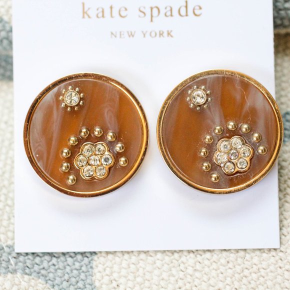 kate spade out of her shell enamel disc flower statement boho earrings - Picture 2 of 3